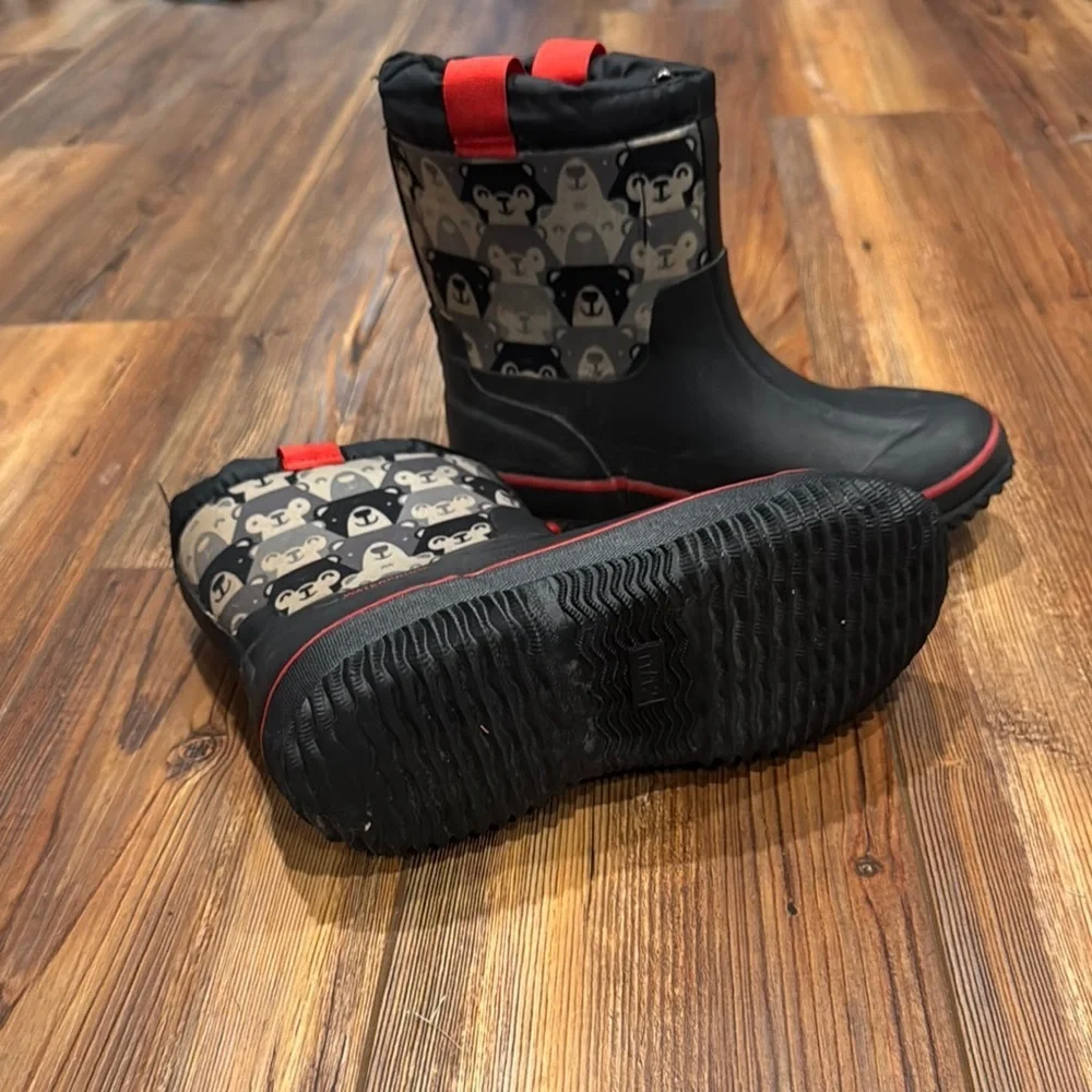 Kids Waterproof Boots - Black and Red